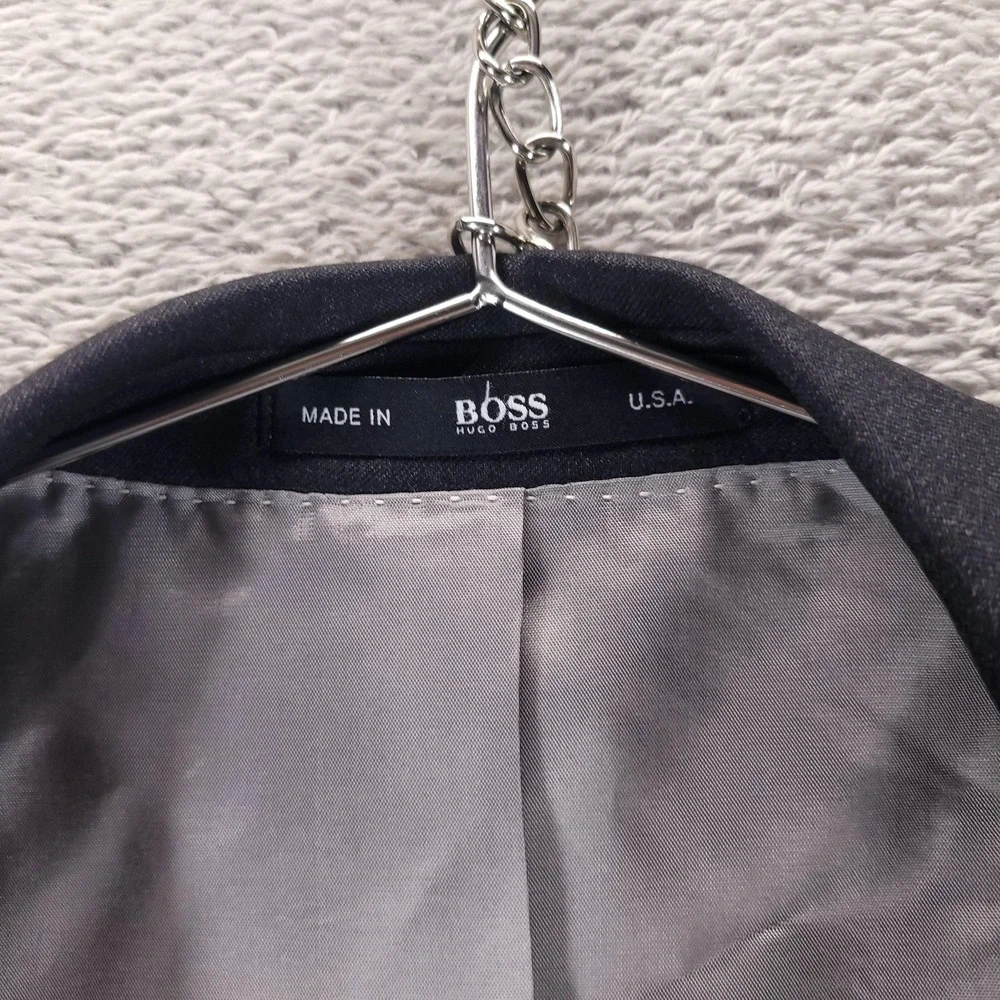Hugo Boss Suit Jacket Mens 46R Blue Super 100 Wool Made In USA 2 Button